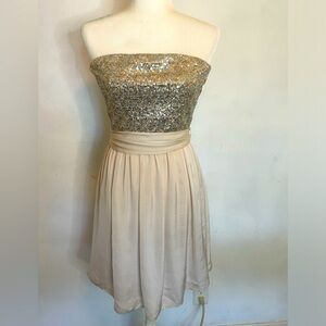 Rebecca Taylor beautiful cream and sequin Silk dress Size 4